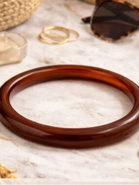 Anthropologie Resin Bangle Bracelet Neutral Marble Stackable Chic